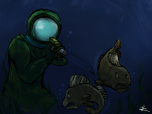 Sukeltaja ampuu kaloja